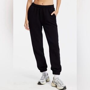 WESLEY Black Park Weekend Fleece Jogger Lounge Comfy Cotton Sweatpants Size M